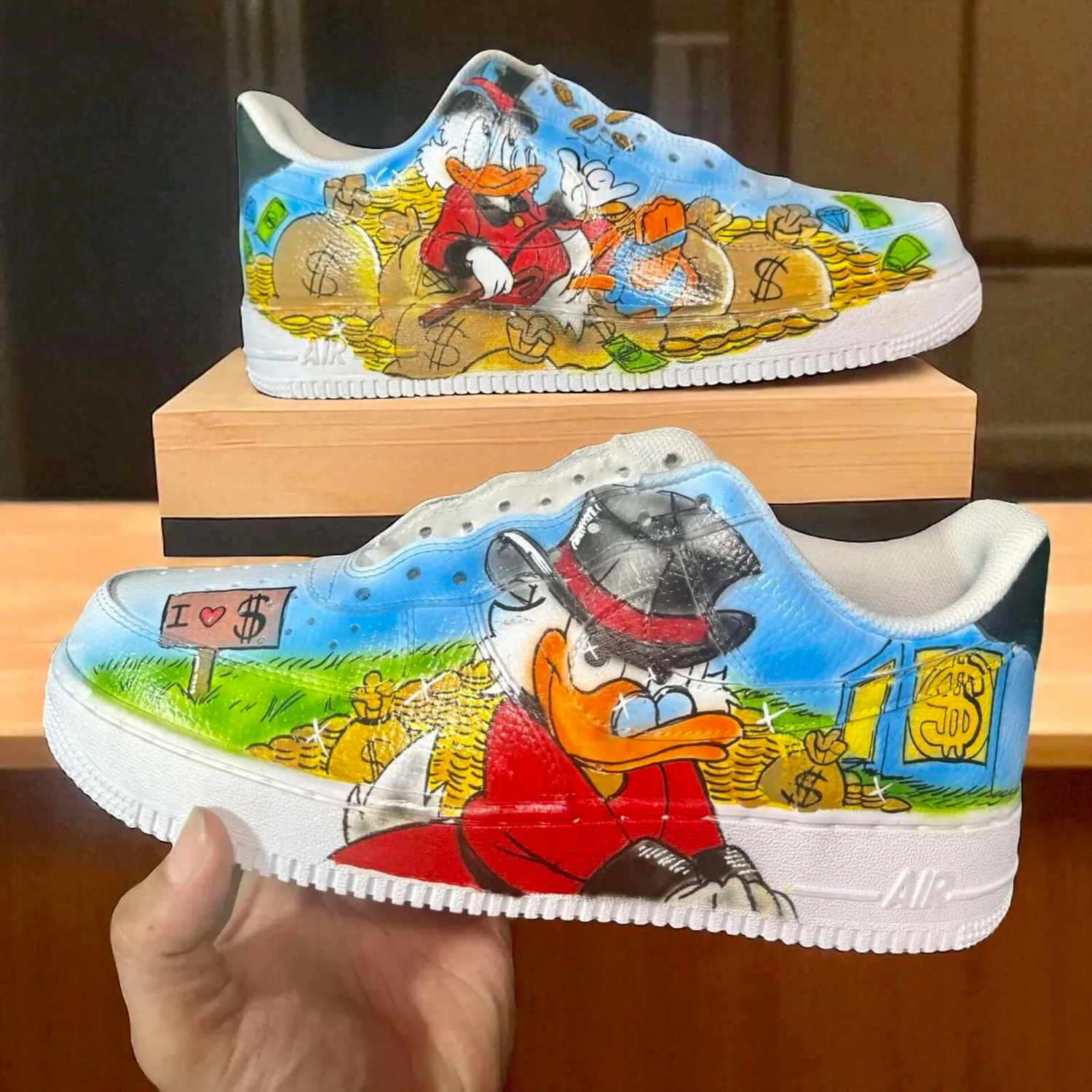 Nike Air Force 1 Zio Paperone scarpe dipinte a mano