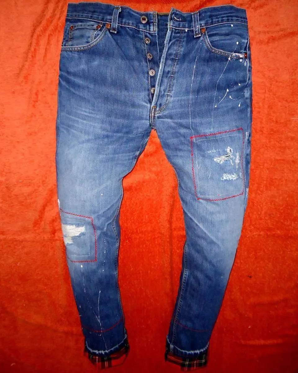 Never Say Never Levi's Vintage Scozzese Rosso jeans tessuto