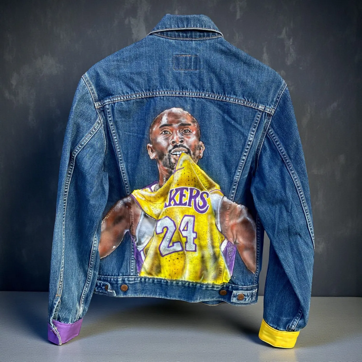 Never Say Never Lakers Kobe Bryant giubbino jeans dipinto