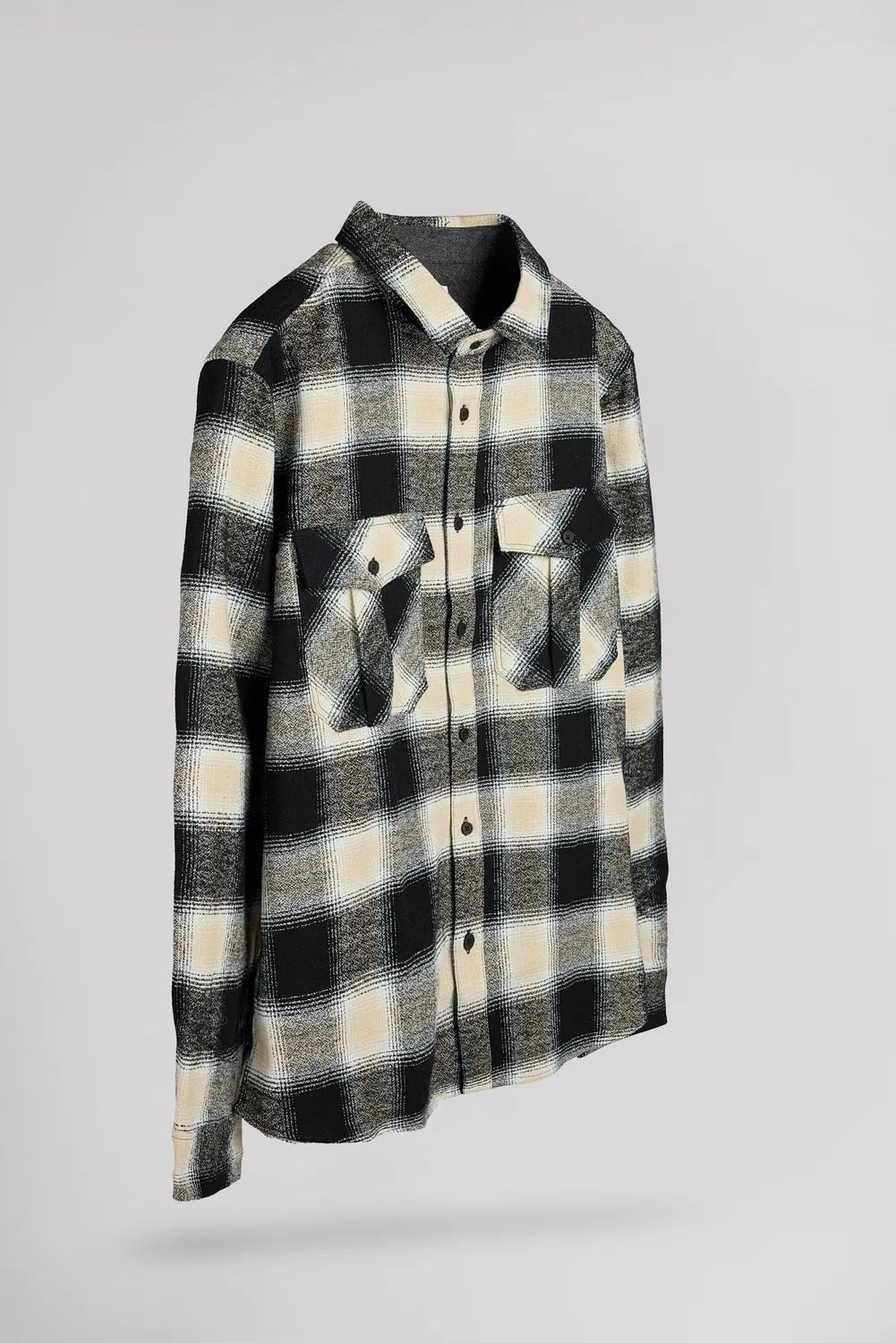 Teddy Smith C-Peak Camicia Quadri Nera Maniche Lunghe