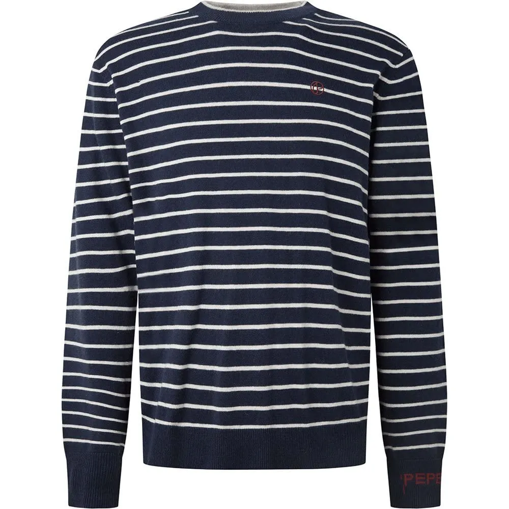 Pepe Jeans Andre Stripes maglia uomo grigio maniche lunghe