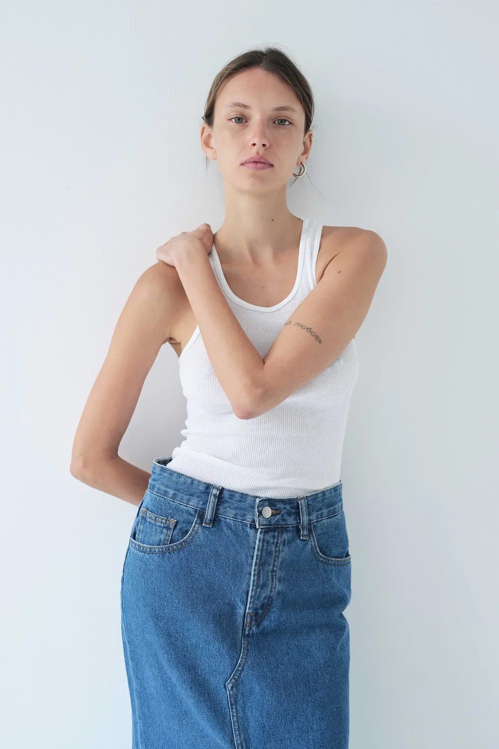 Acquaverde Harlow gonna jeans vintage worn spacco
