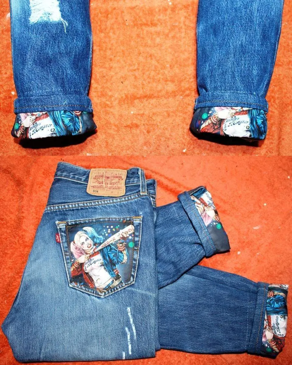 Levi's Vintage Harley Quinn Joker jeans dipinto