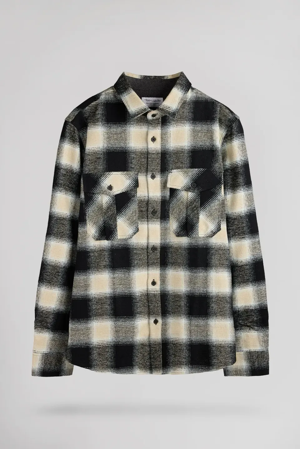 Teddy Smith C-Peak Camicia Quadri Nera Maniche Lunghe