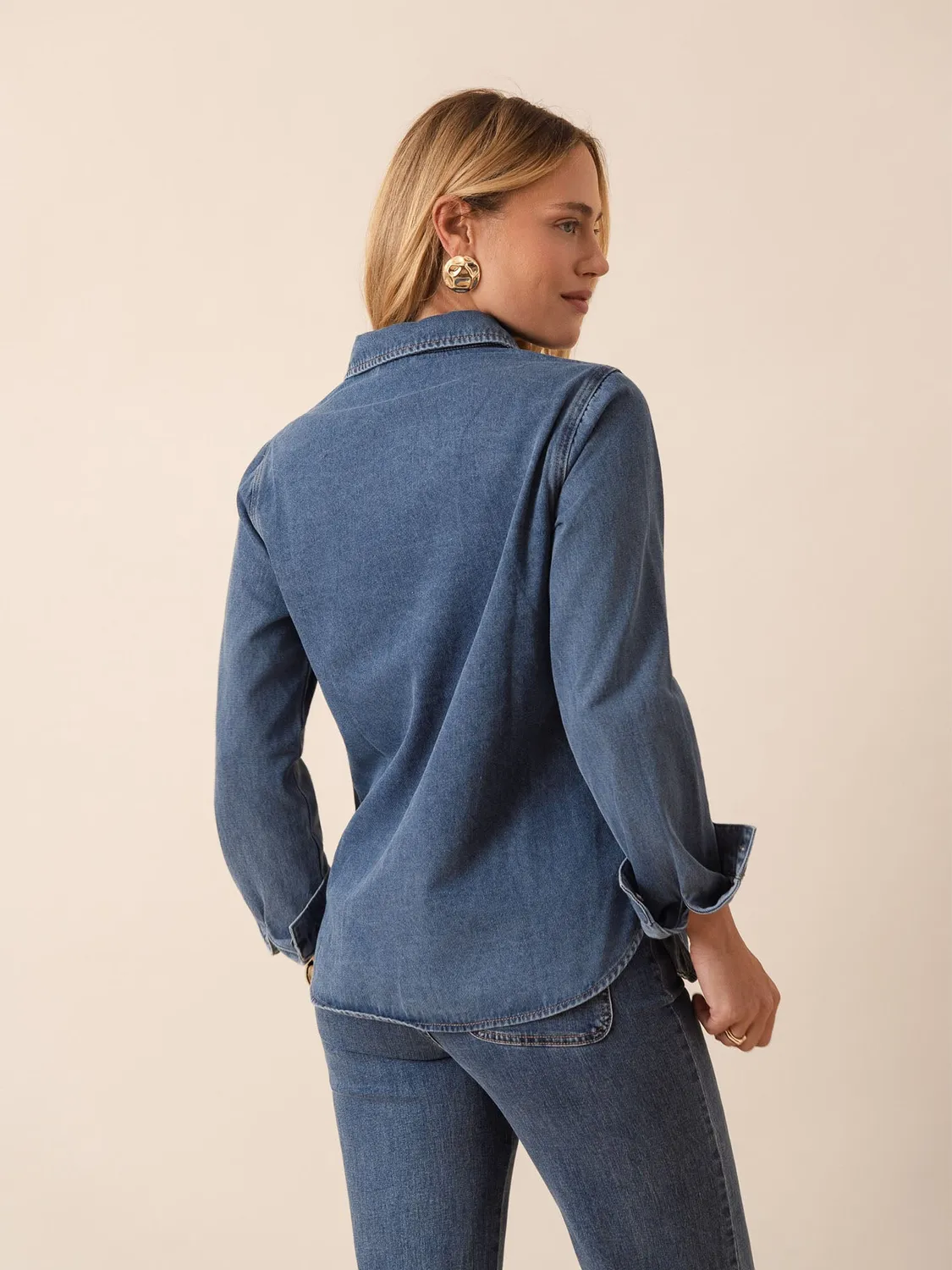 Oraije Celia camicia denim blu scuro oversize