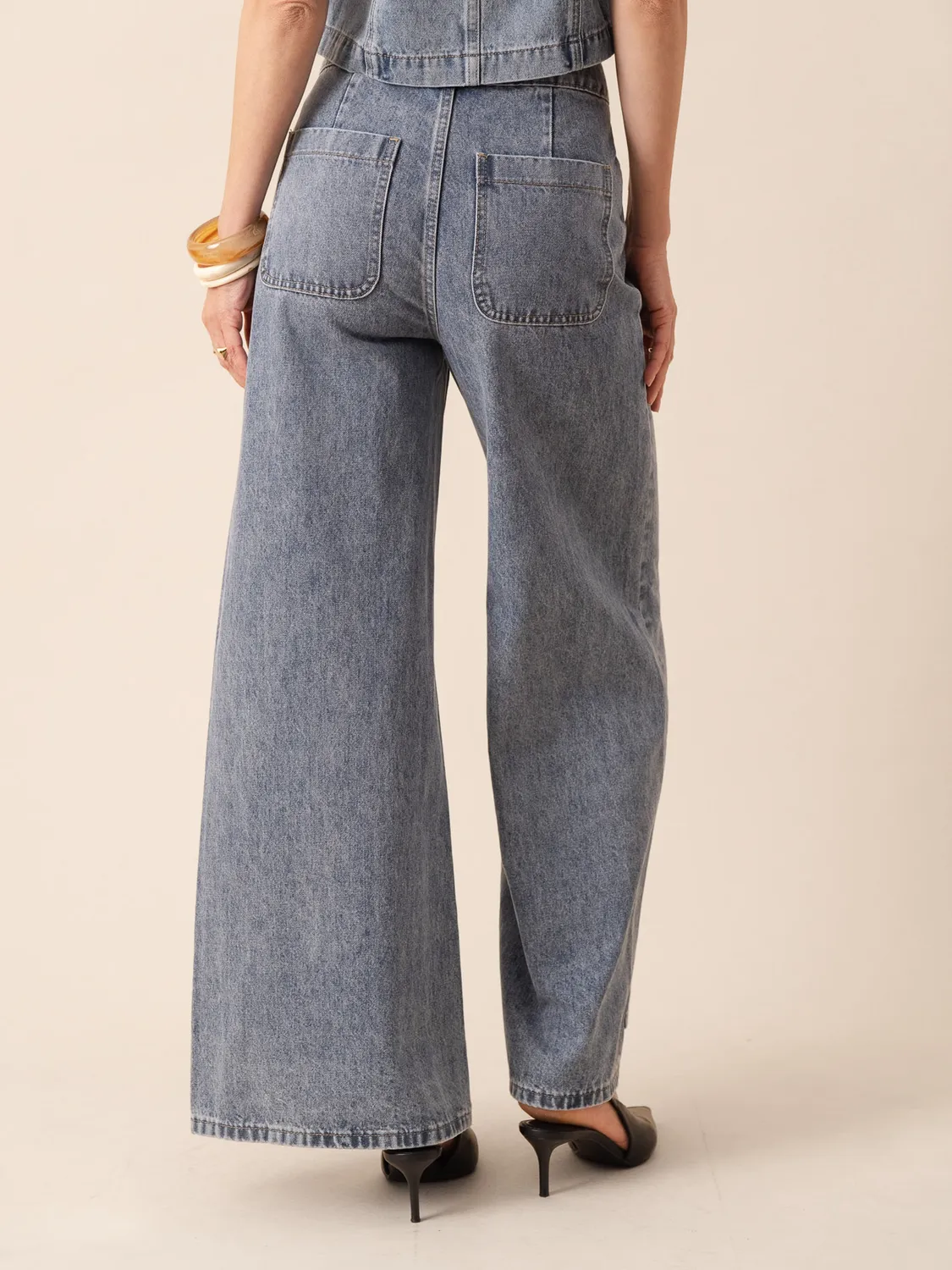 Oraije Lydie jeans palazzo blu vintage