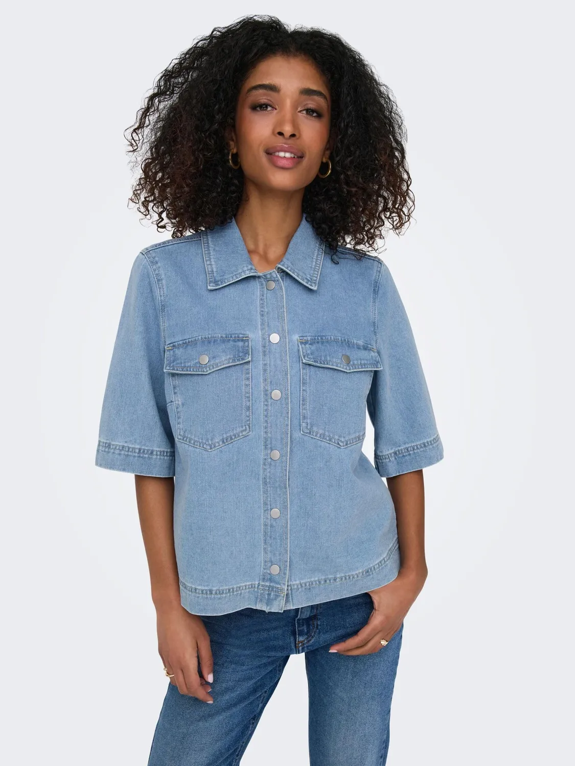 Only Onlbelle camicia denim donna blu denim scuro
