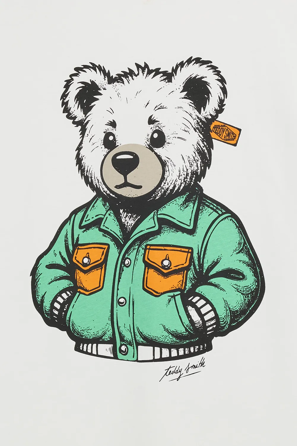 Teddy Smith T-Bear MC t-shirt uomo middle white orso