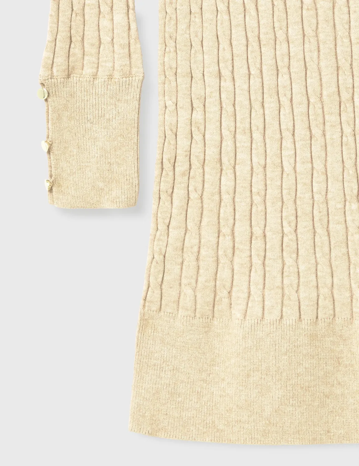ONLY Onllouis LS Rollneck Cable Dress vestito mocha meringue treccia