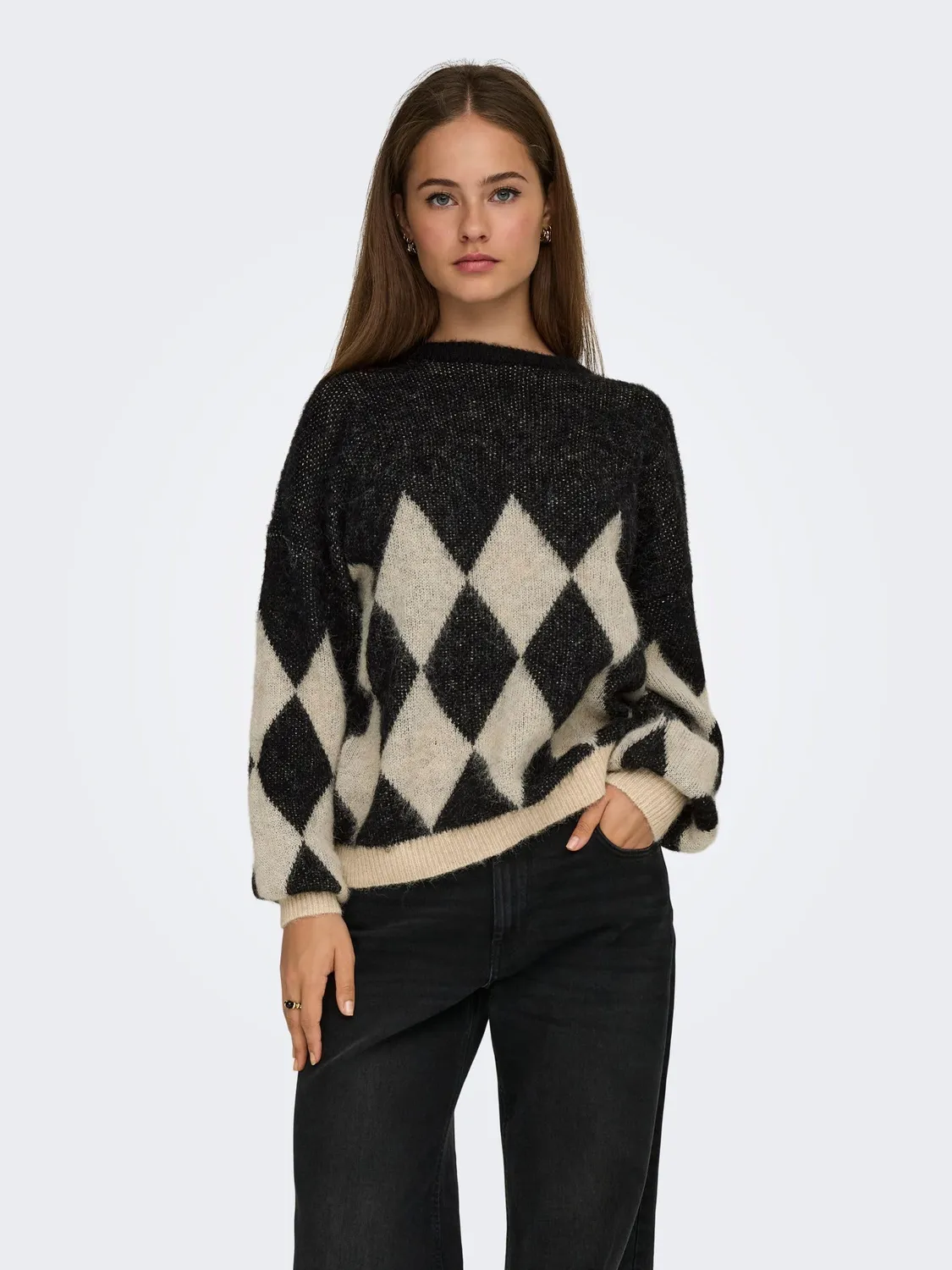 ONLY Onlnoeme Jq LS Life O-Neck Knt maglione jacquard
