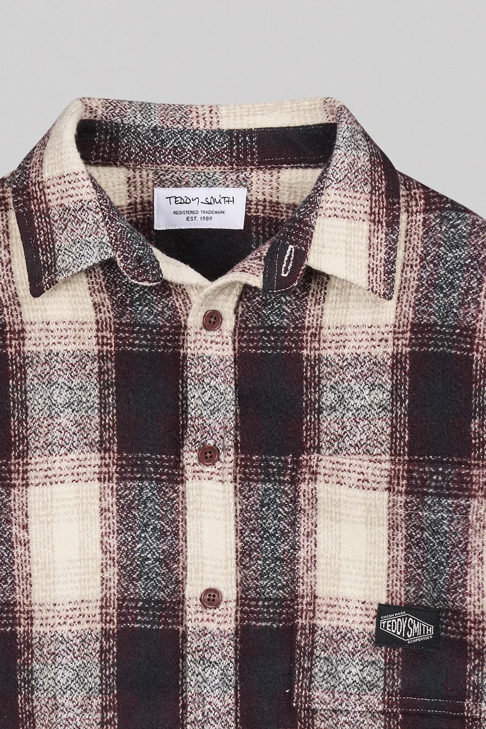 Teddy Smith C-Valentin ML camicia quadri bordeaux ragazzo