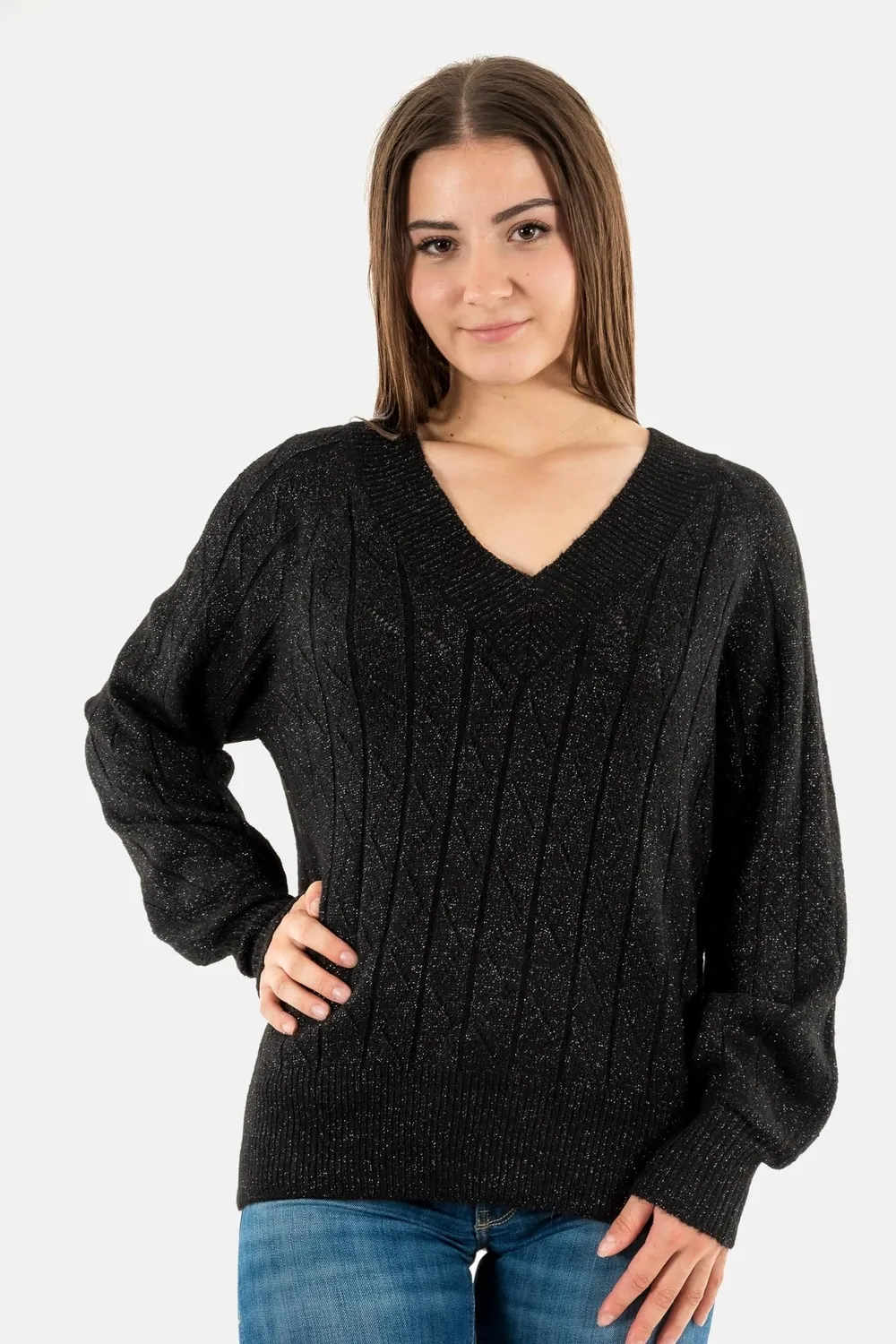 ONLY Onllucia Maglione Donna Nero Glitter Taglia M