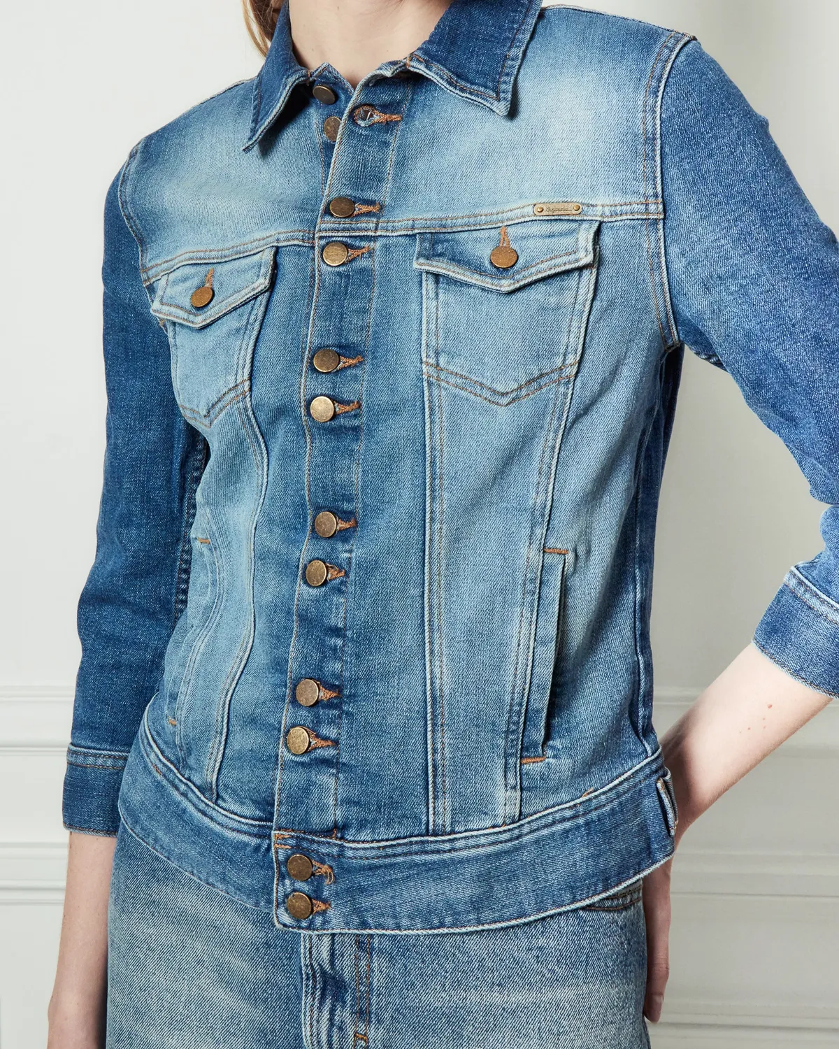 Acquaverde Carmen Worn giacca jeans western