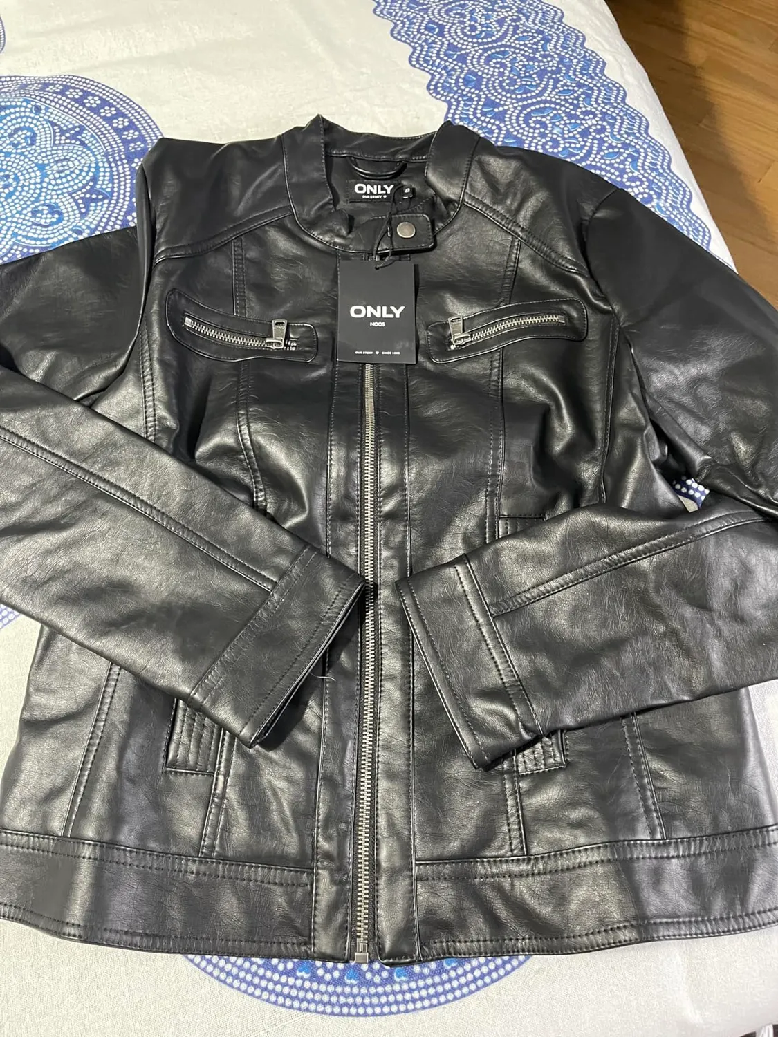 ONLY Mao Giacca Pelle Donna S Nera Collo Coreano