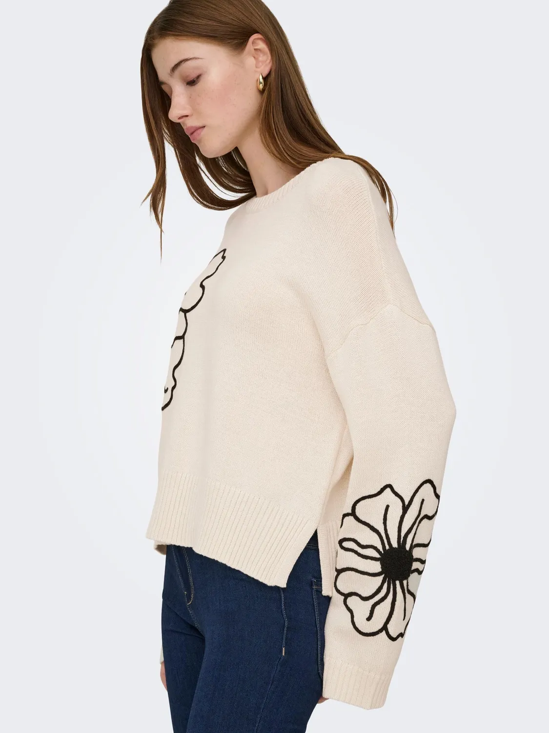 ONLY Onlpetra Maglia Ricamo Fiori Betulla XL