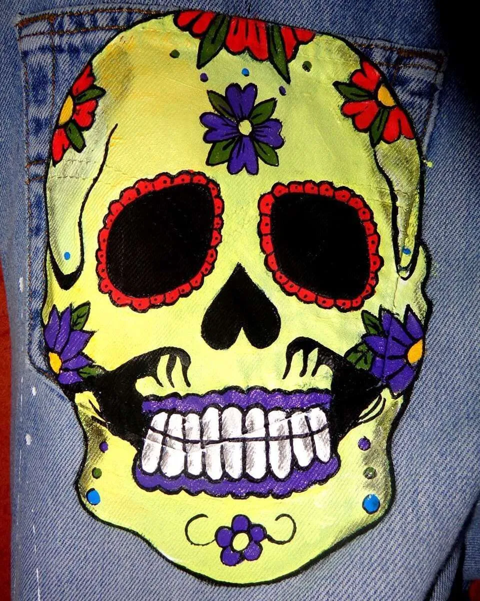 Levi's Vintage Teschio Giallo jeans dipinti a mano