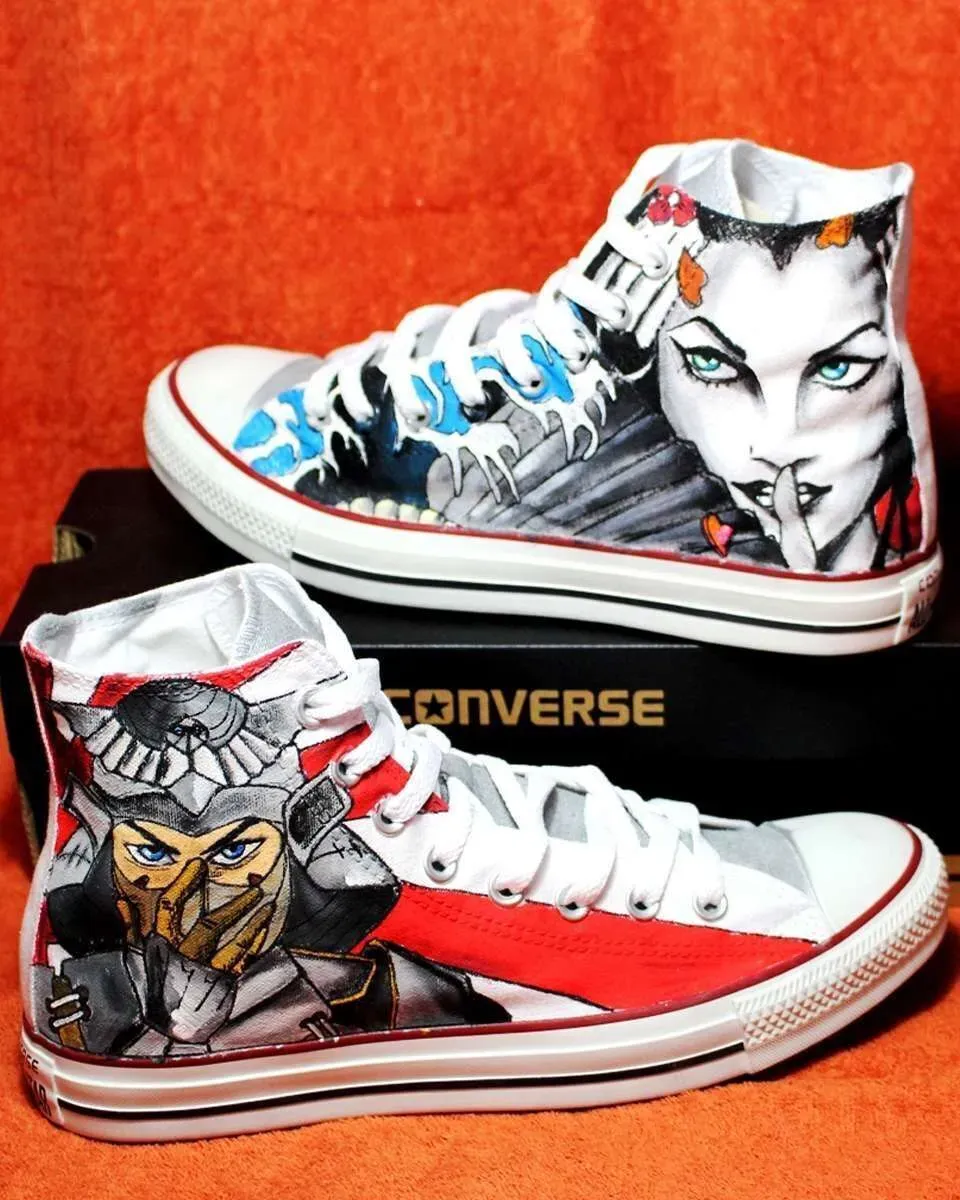 Never Say Never All Star Converse Geisha Samurai dipinte