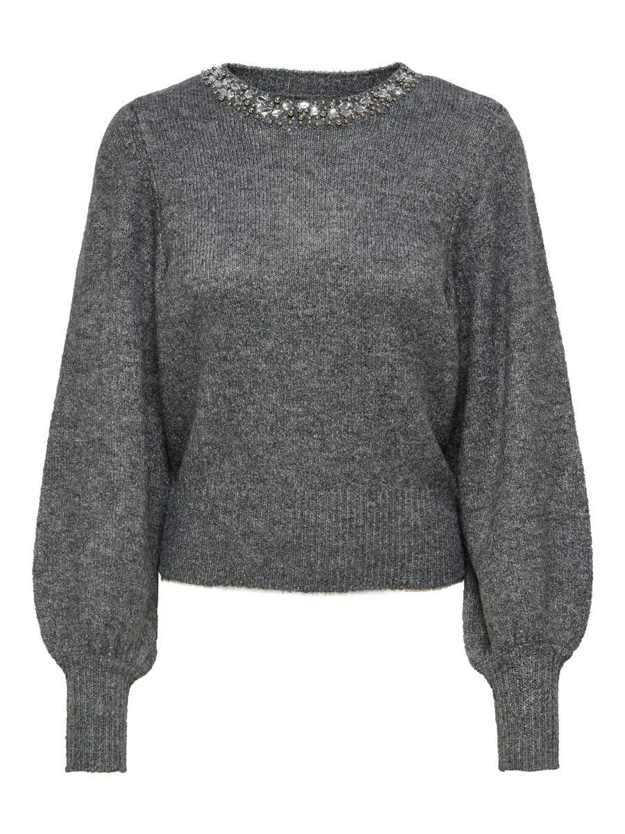 ONLY ONLELSA maglione donna in maglia mélange pietra
