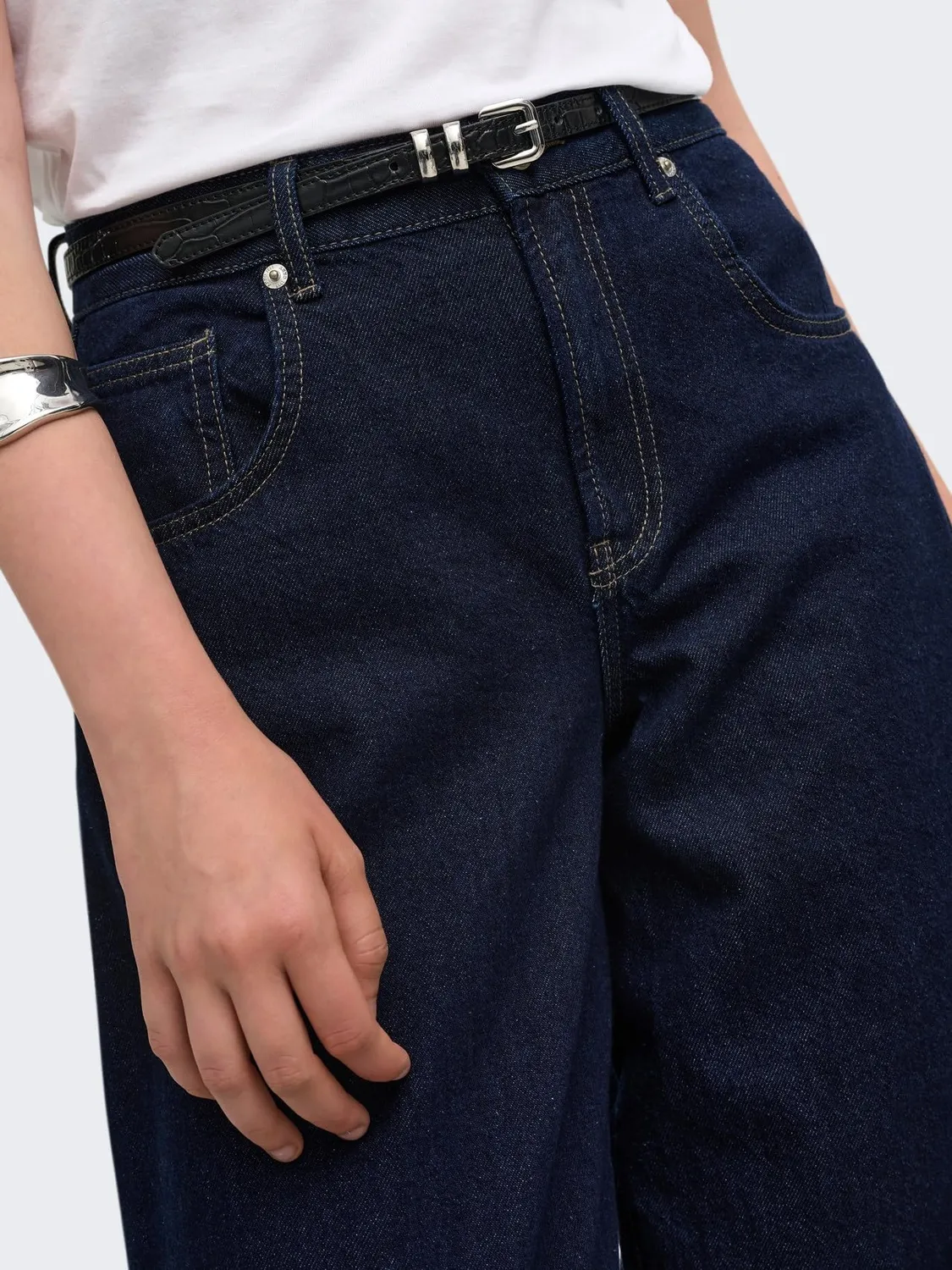 ONLY ONLTAYLOR Jeans Vita Alta Barrel L 32L Blu Scuro