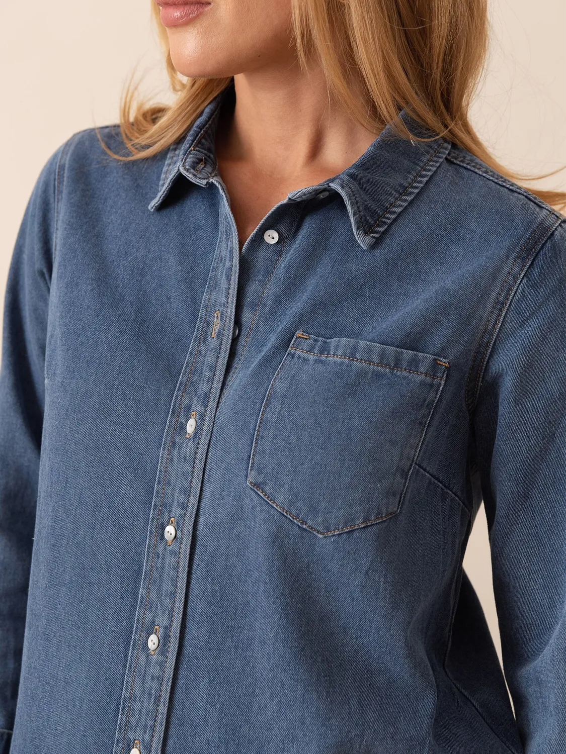 Oraije Celia camicia denim blu scuro oversize