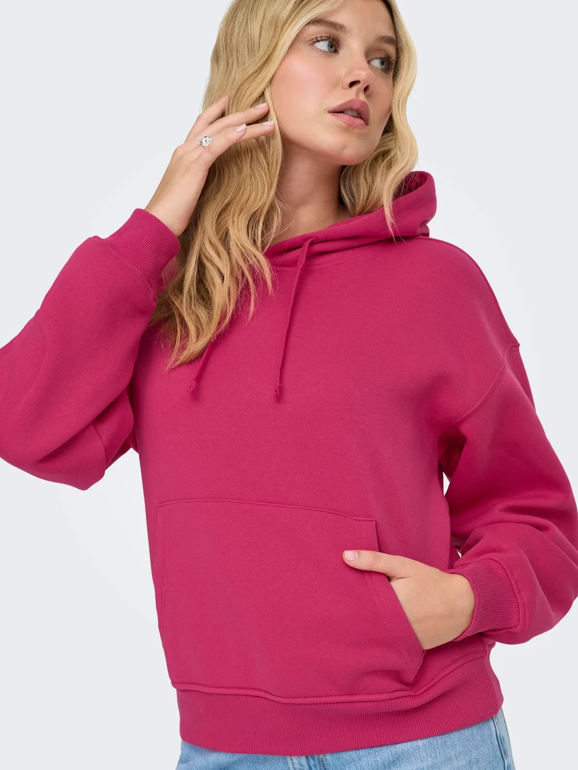 ONLY Onlbest felpa cappuccio donna rosso vivo