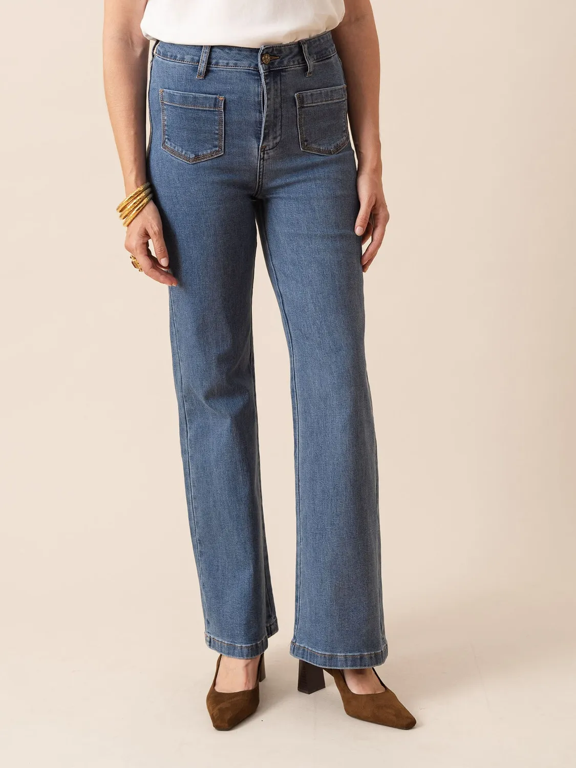 Oraije Gaspard jeans wide blu stone slavato
