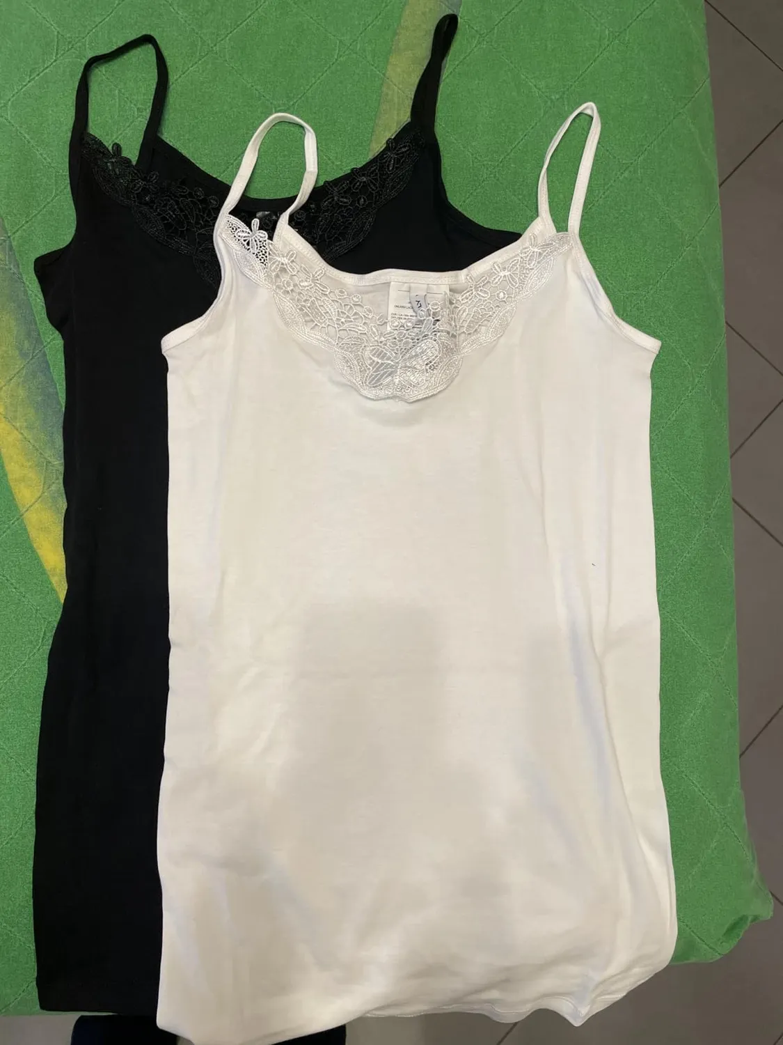 Only 2-Pack canottiera donna S nero cotone pizzo girocollo