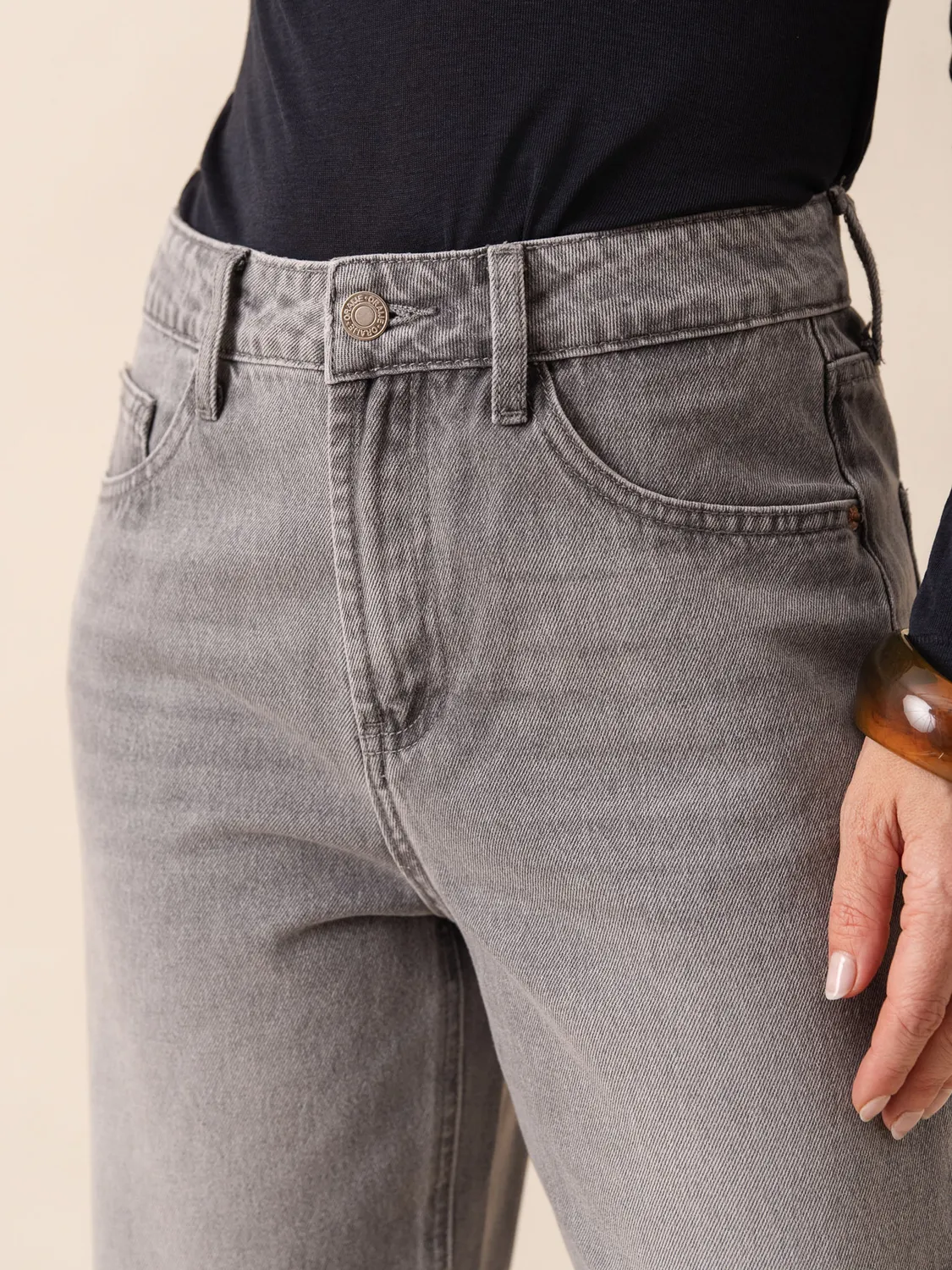 Oraije Boy jeans barrel grigio chiaro
