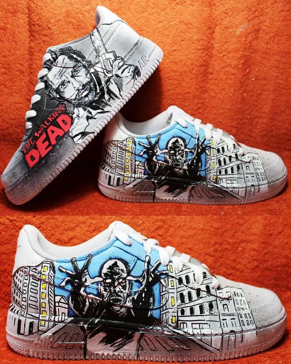 Never Say Never Walking Dead Nike Air Force 1 Dipinte Horror
