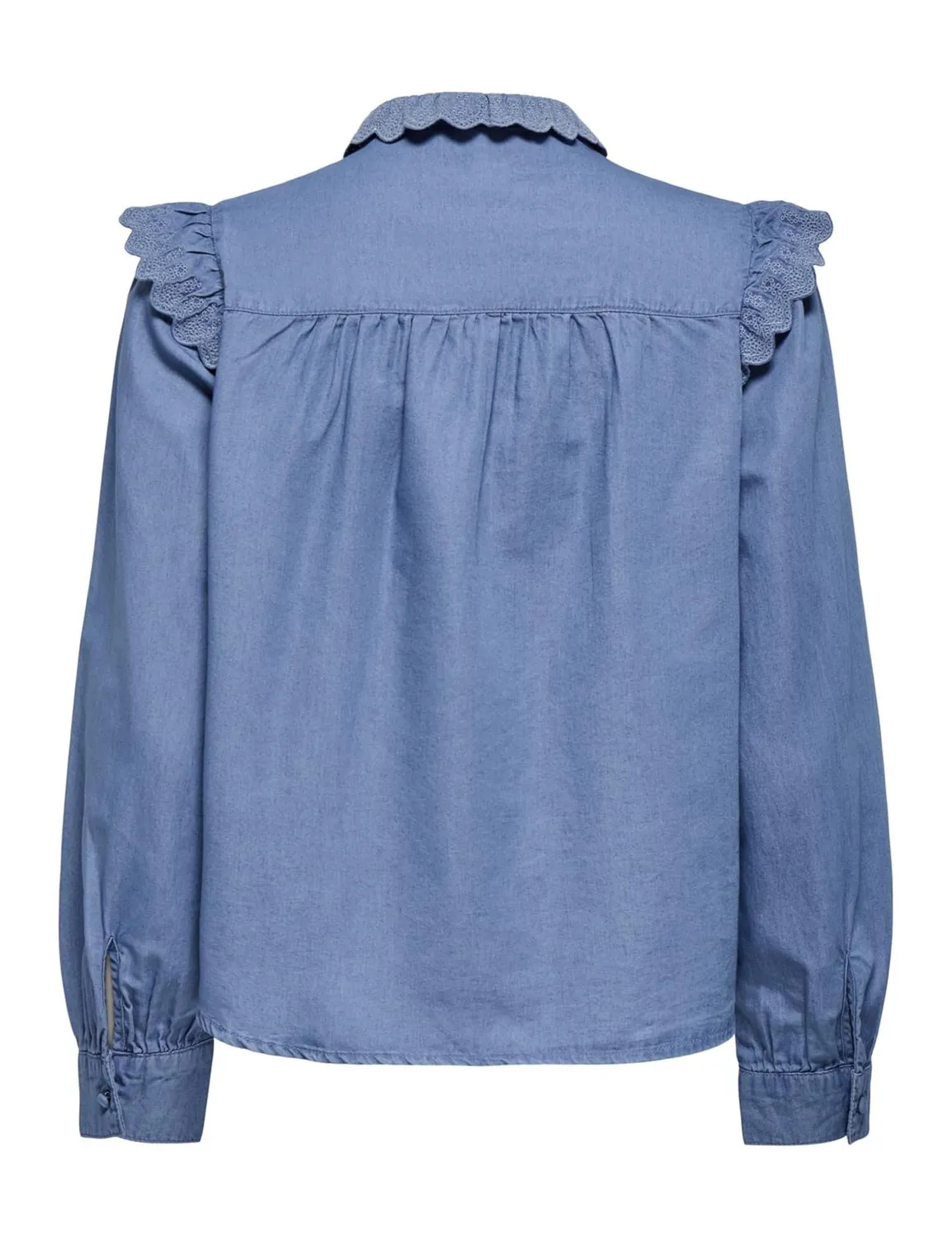 ONLY Onlpiper L/S EMB Frill DNM Shirt Qyt camicia S ricamata