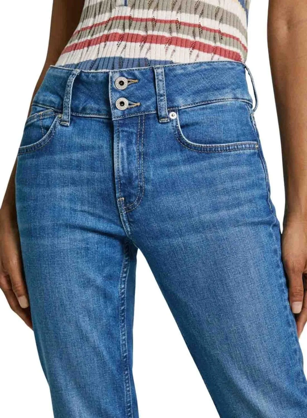 Pepe Jeans Slim Jeans Donna 27W 32L blu elasticizzato