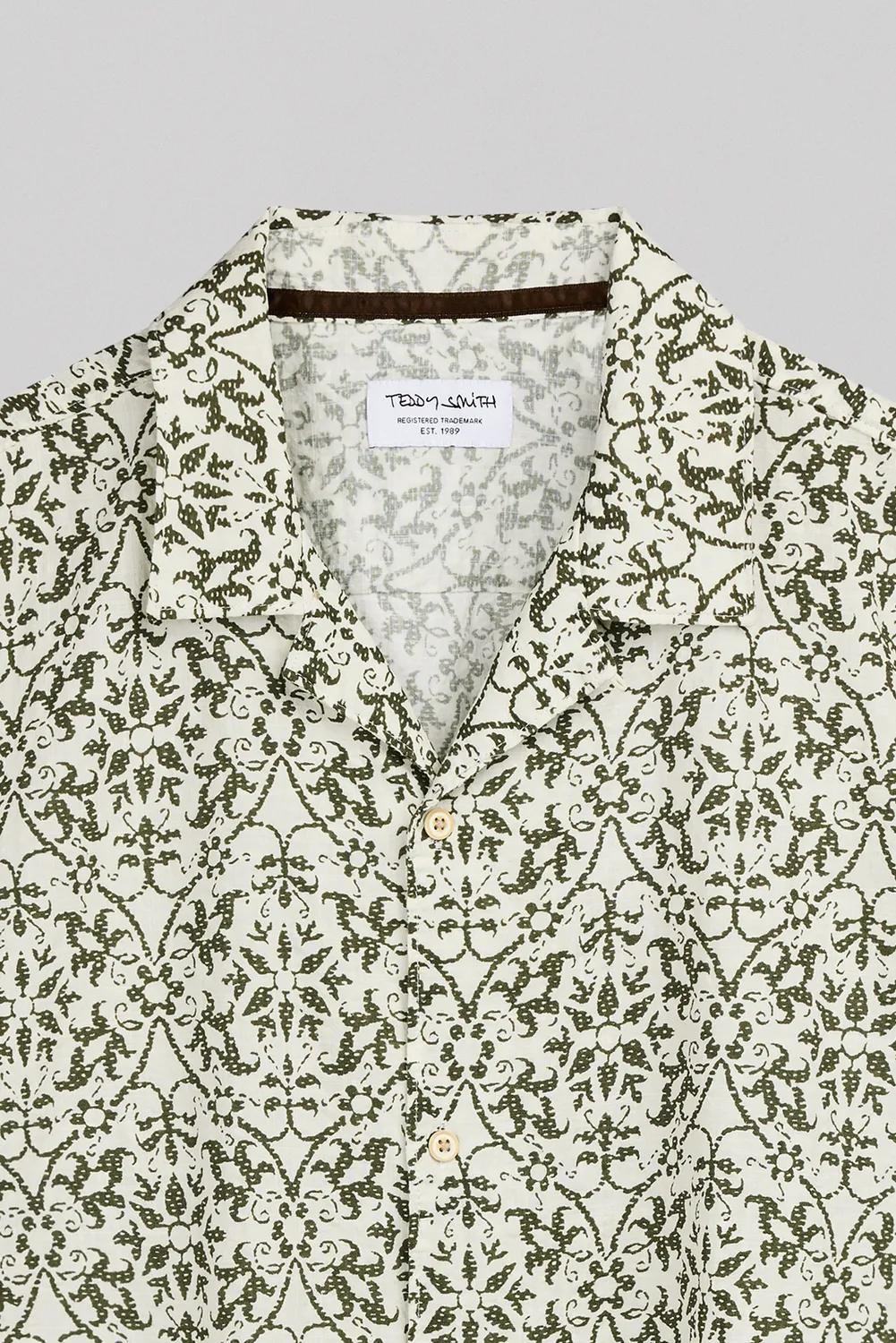 Teddy Smith C-Raymond MC camicia hawaiana cream fantasia