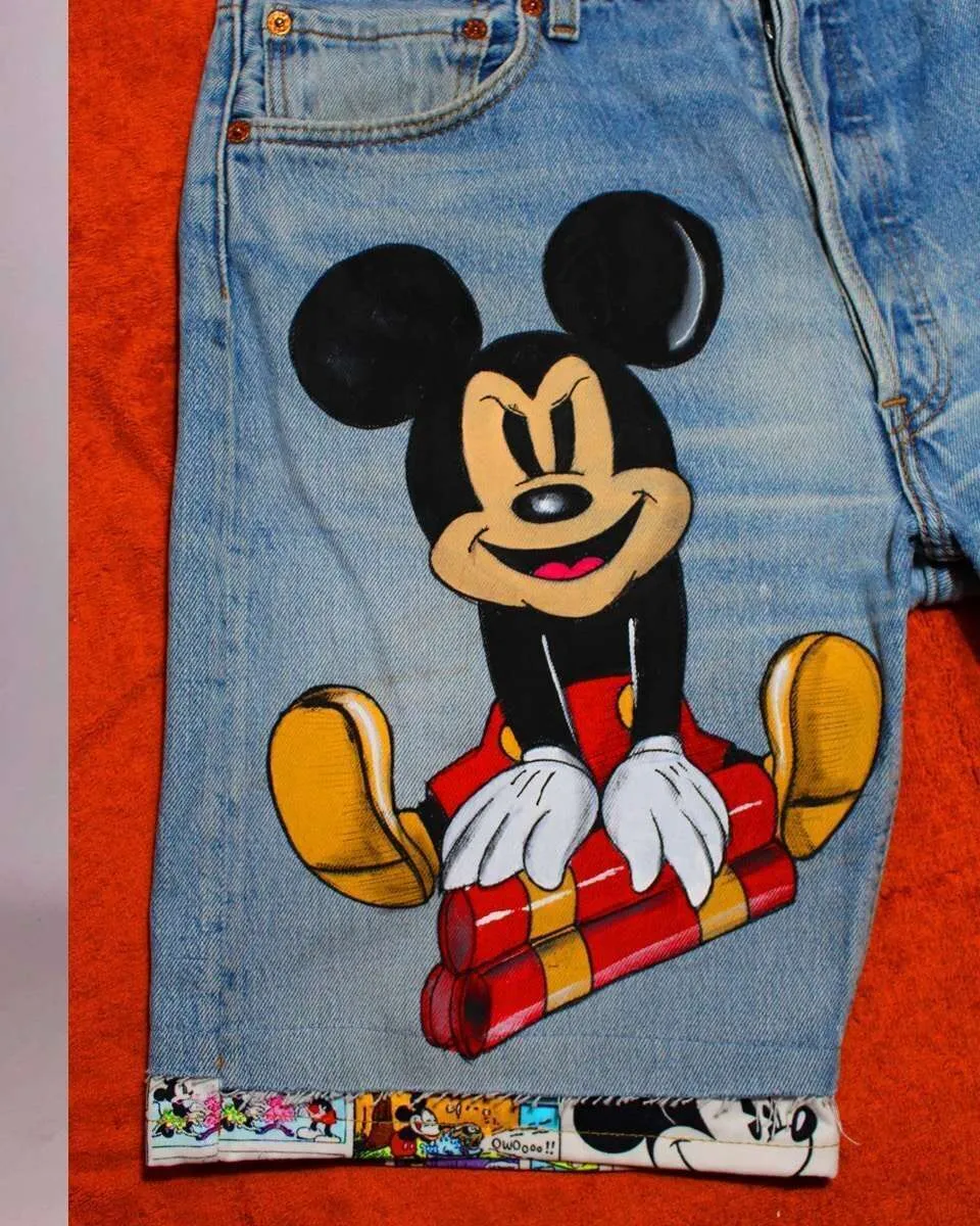 Never Say Never Levi’s Vintage Topolino bermuda dipinto a mano