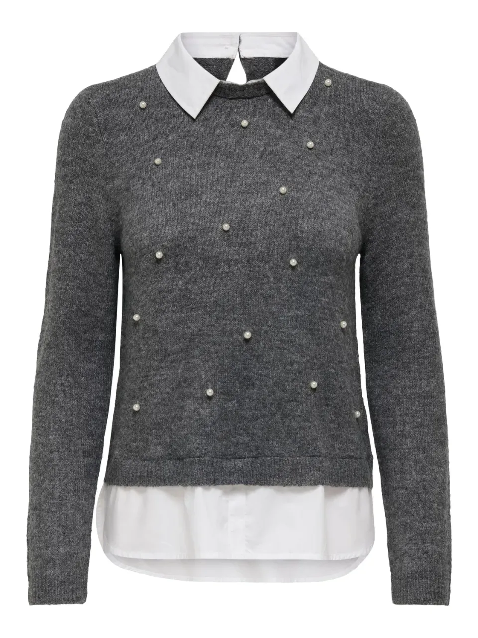 ONLY Onldolly Maglia Perle manica lunga grigio