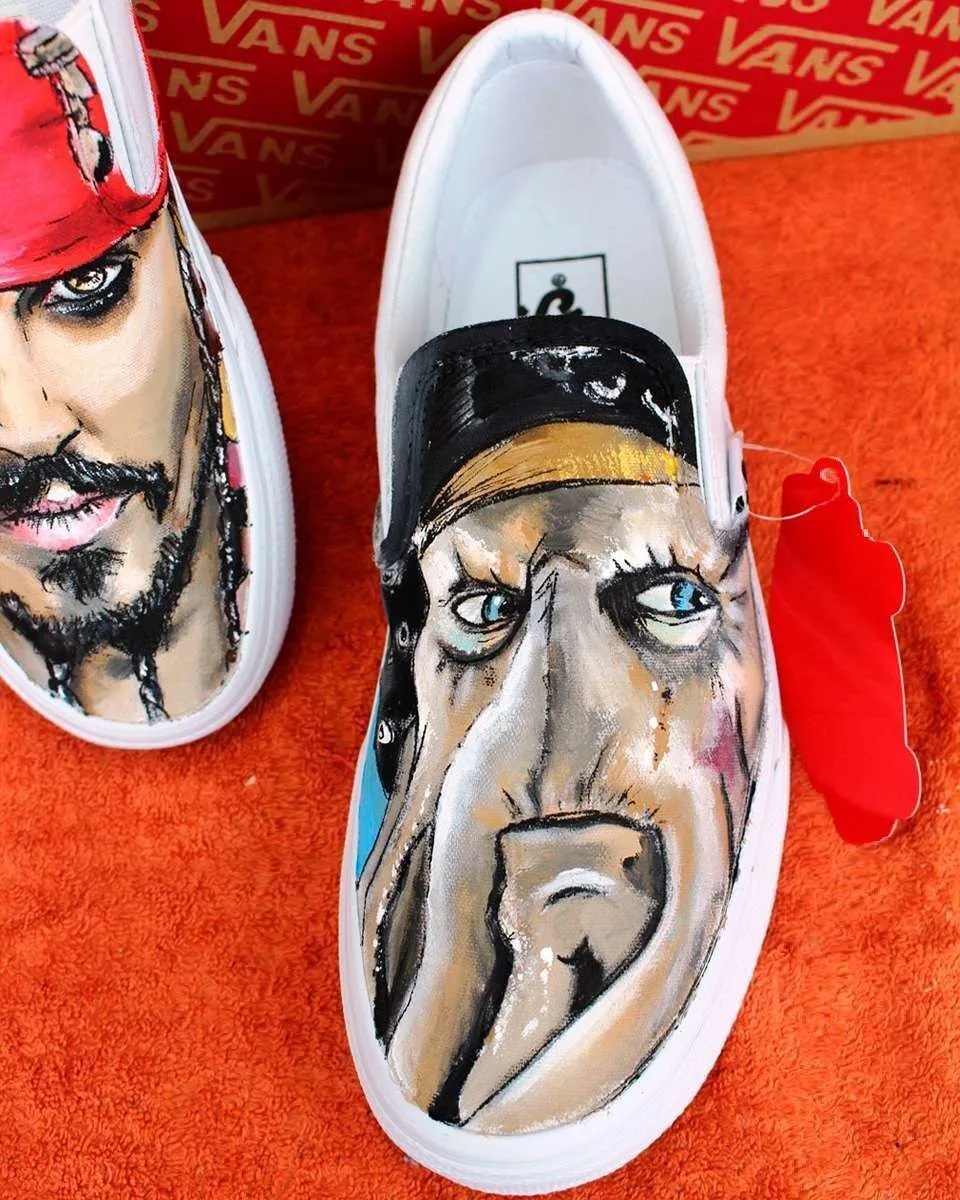 Vans Slip-On Pirati dei Caraibi sneakers dipinte a mano