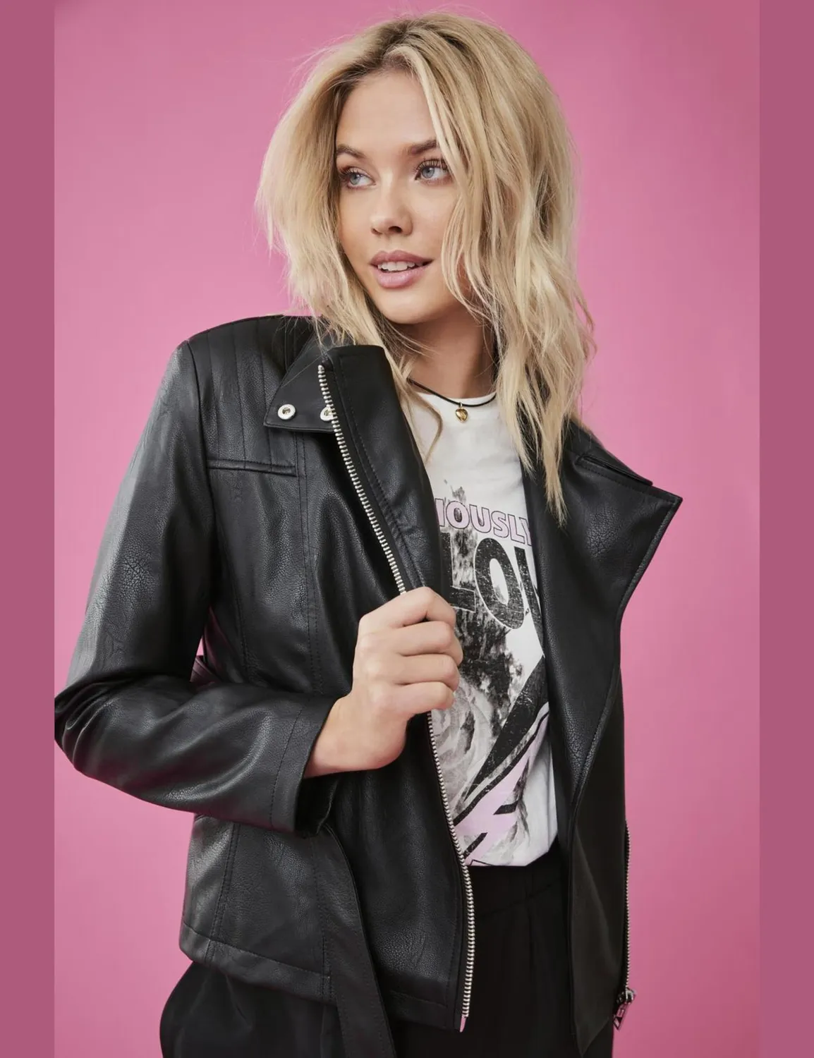 ONLY Onlmanilla Giacca Biker Donna Finta Pelle Taglia M Nera