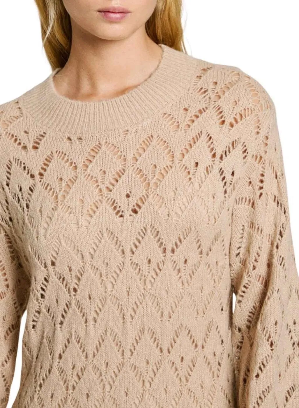 Pepe Jeans Hailey Vestito midi traforato grigio maniche lunghe