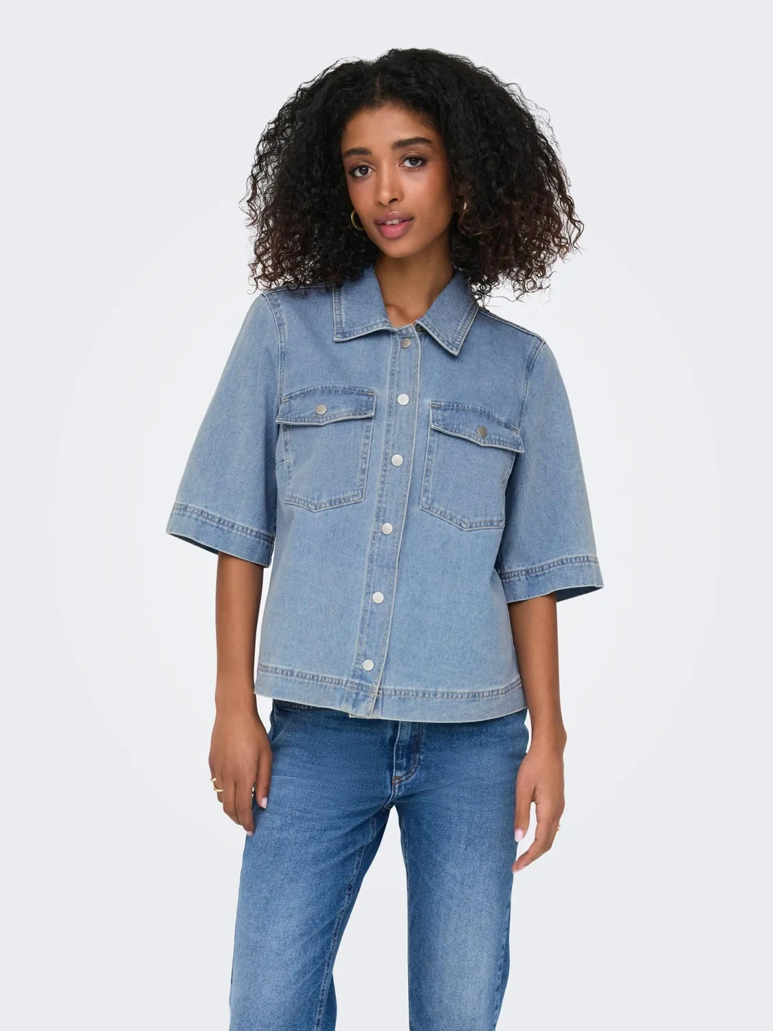 Only Onlbelle camicia denim donna blu denim scuro