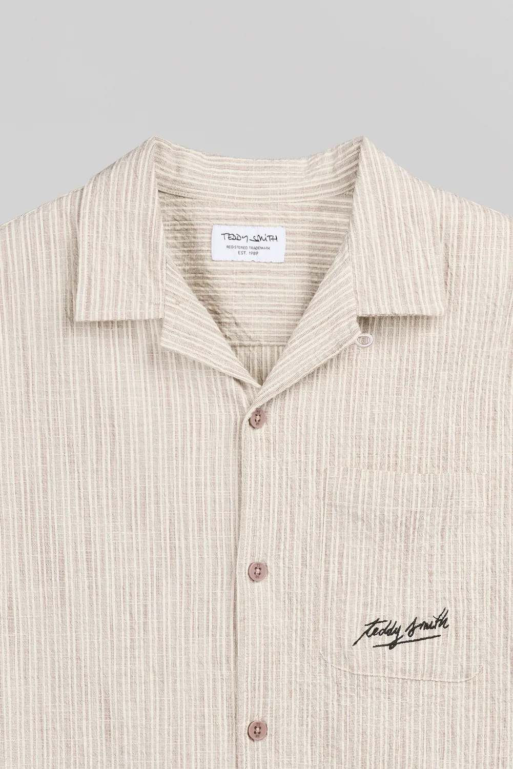 Teddy Smith C-Elvis Worker Beige camicia uomo seersucker