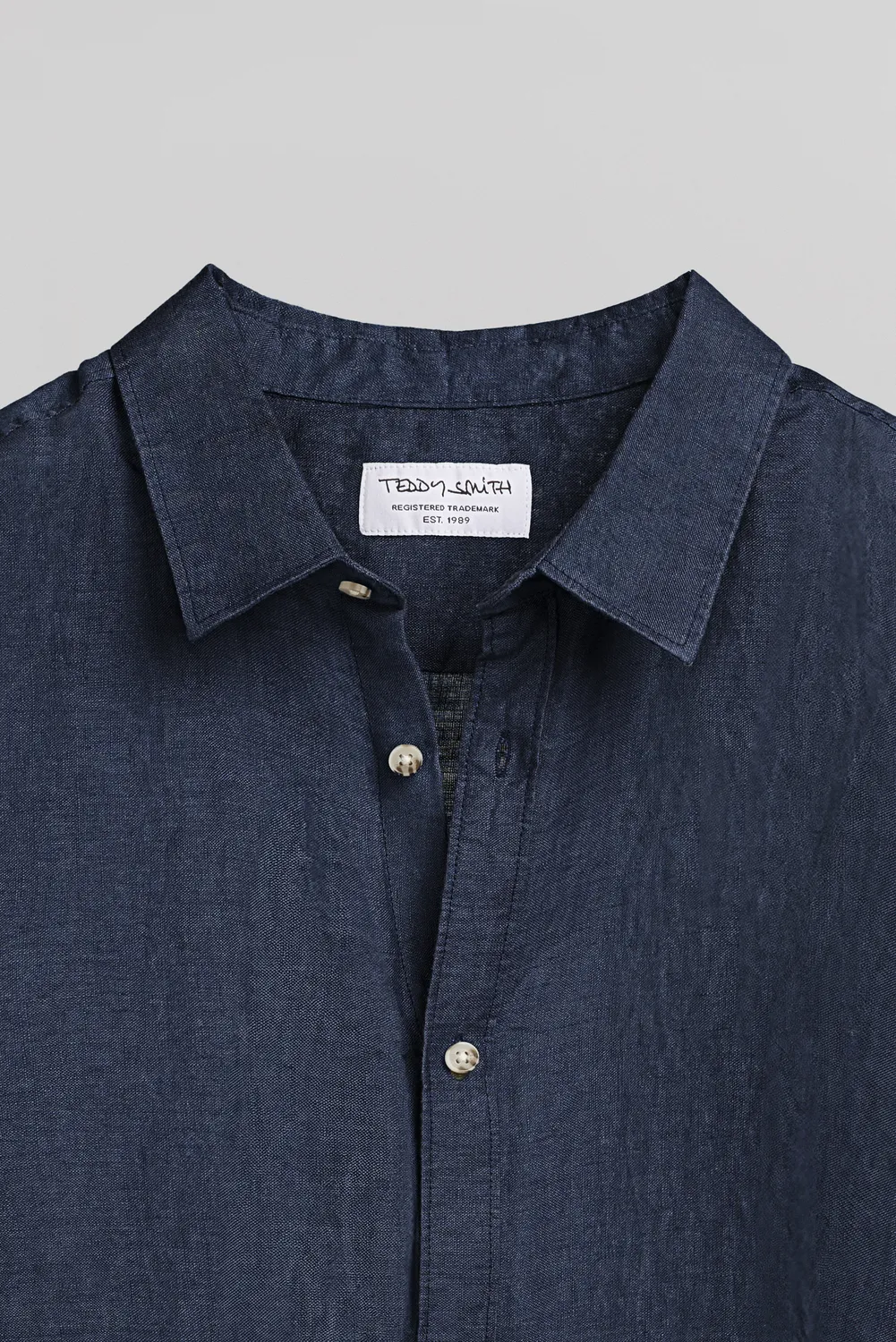 Teddy Smith C-Linen ML camicia lino blu navy regular