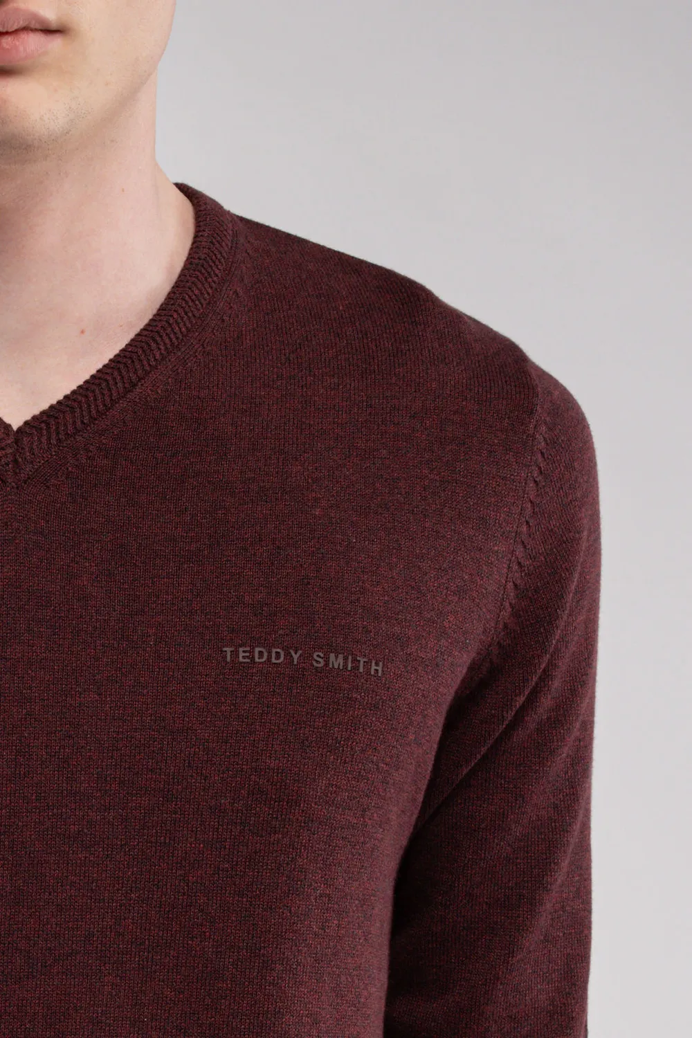 Teddy Smith Pulser 3 maglione scollo V bordeaux cotone