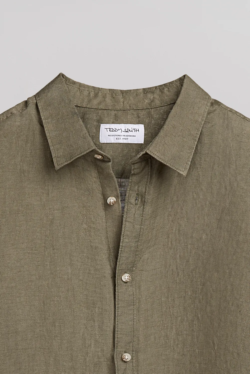 Teddy Smith C-Linen camicia uomo kaki 100% lino