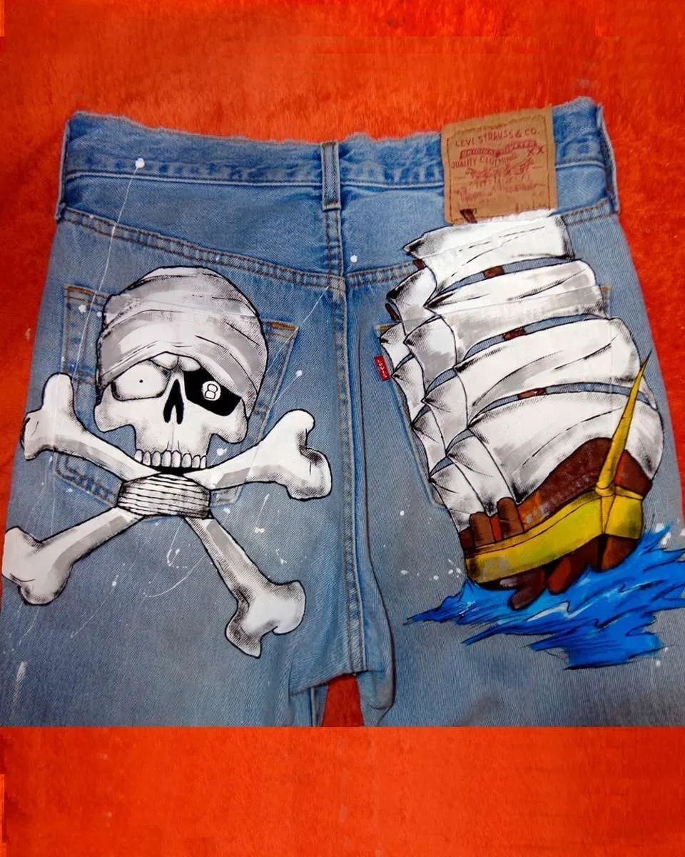 Levi's Vintage Teschio Nave jeans dipinti old school