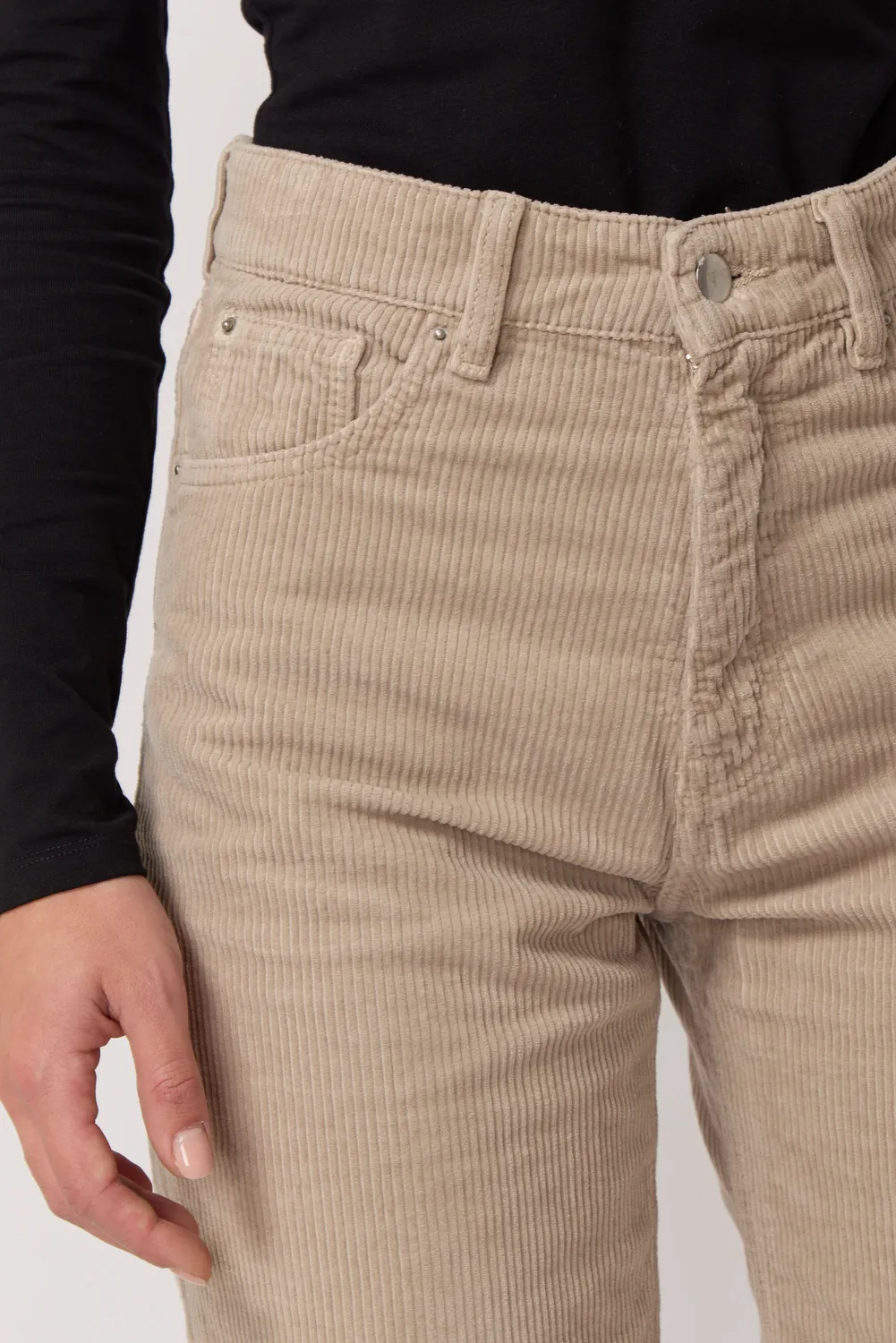 acquaverde Richie pantaloni velluto Beige vita alta