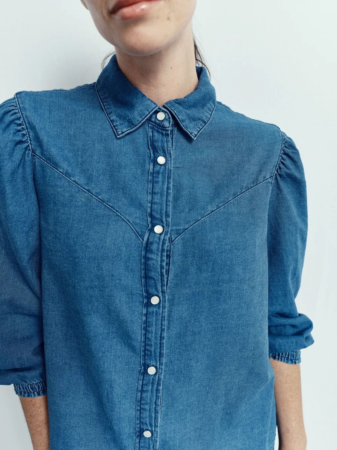 Acquaverde Gerry camicia denim Light Blue maniche 3/4