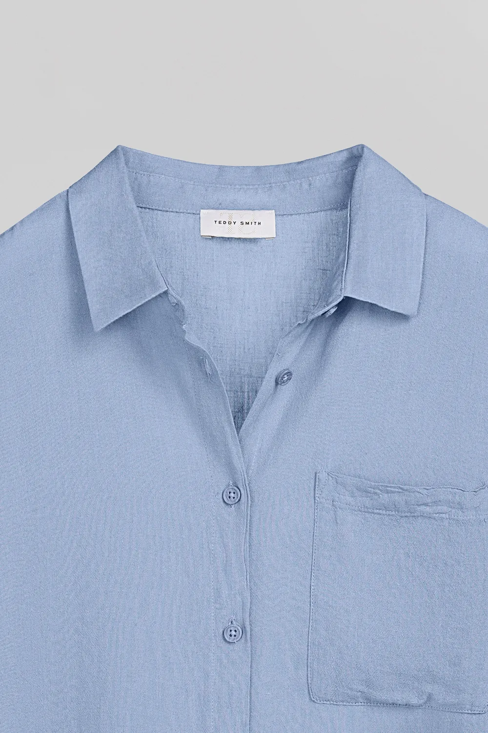 Teddy Smith C-Elia Camicia Donna Azzurro Lino Viscosa