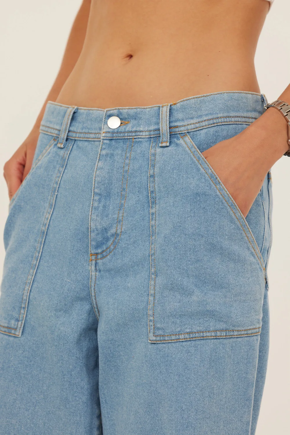acquaverde Hope jeans baggy Used Bleached 6 tasche