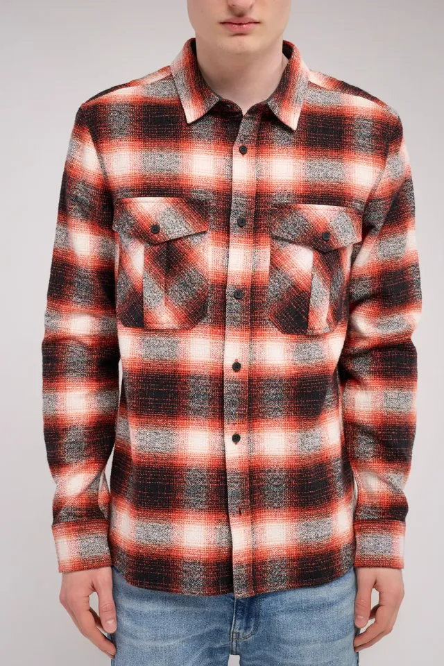 Teddy Smith C-Peak Camicia Quadri Arancione Uomo
