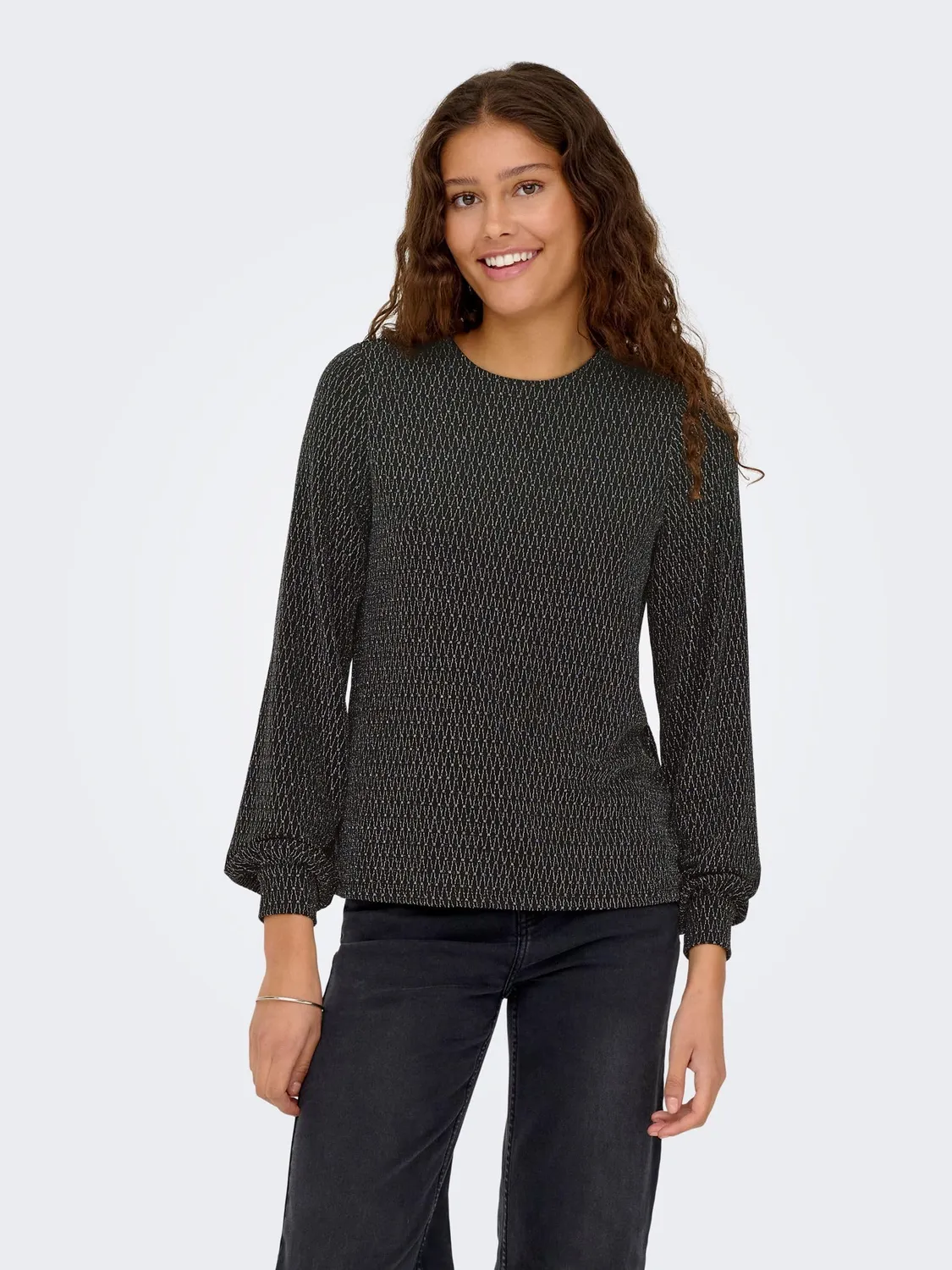 ONLY Onlcarol Glitter Bow top donna L manica lunga