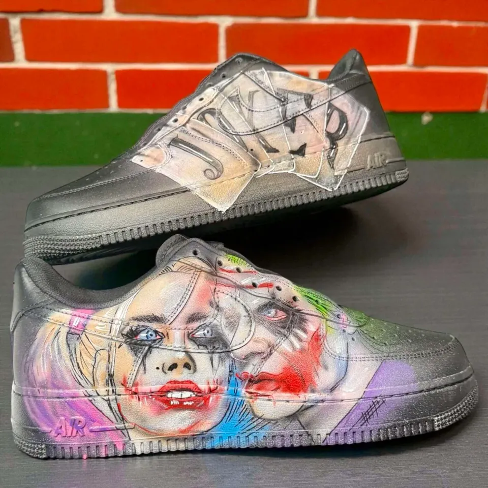 Nike Air Force 1 Black Joker Harley Quinn scarpe dipinte a mano